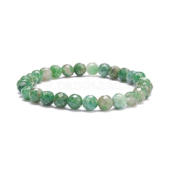 Bracelet extensible à perles rondes en quartz émeraude naturel, bijoux en pierres précieuses pour femmes, diamètre intérieur: 2-1/4 pouce (5.6 cm), perles: 6~6.5 mm