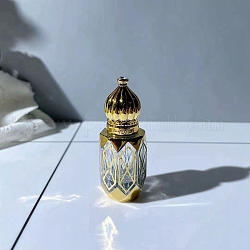 Bouteille à bille rechargeable vide en verre de style arabe, avec couvercle en plastique, contenants de parfum d'huile essentielle de voyage, hexagone, 2.5x6.8 cm, capacité: 6 ml (0.20 oz liq.)