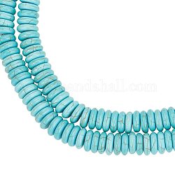 ARRICRAFT 2 Strands Synthetic Turquoise Beads Strands, Flat Round/Disc, 10x3mm, Hole: 1.2mm, about 118pcs/strand, 15.12''(38.4cm)