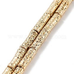 Fili di perle di roccia lavica naturale elettrodeposta, colonna, placcato oro chiaro, 13~13.5x4.5mm, Foro: 1 mm, circa 30pcs/filo, 15.91'' (40.4 cm)