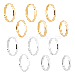 Unicraftale 304 anneaux à bande plate en acier inoxydable, or et acier inoxydable Couleur, 12 pcs / boîte