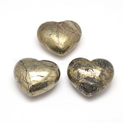 Pietre d'amore a cuore di pirite naturale, pietre di palma tascabili per il bilanciamento del reiki, 40x45x23mm