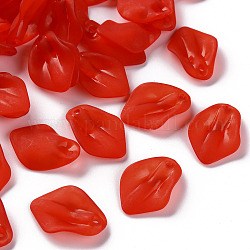 Trasparenti pendenti in acrilico smerigliato, Petaline, rosso, 24x17x4mm, Foro: 1.8 mm