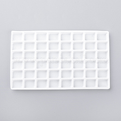 Vassoi di mostra dei monili di plastica, 48 scomparti, bianco, 127x75x4mm