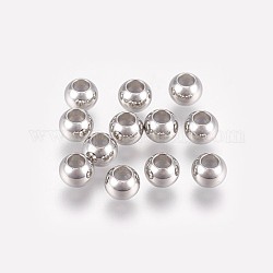 Perles en acier inoxydable, rondelle, couleur inoxydable, 6x5mm, Trou: 2.5mm