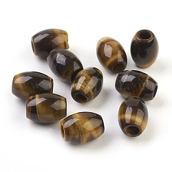 Natürliche Tigerauge europäischen Perlen, Großloch perlen, Fass, 15~17x12~13.5 mm, Bohrung: 4.5~5 mm
