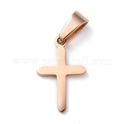 304 Stainless Steel Pendants, for Jewelry Making, Cross, Rose Gold, 19x12x1.2mm, Hole: 3.5x7mm
