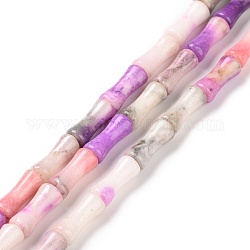 Natural Dolomite & Synthetic Opal Beads Strands, Dyed, Bamboo Stick, Plum, 12x5mm, Hole: 0.5mm, about 34pcs/strand, 15.94''(40.5cm)
