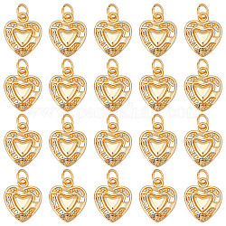 SUNNYCLUE 1 Box 24Pcs Heart Charms Real 18K Gold Plated Hearts Charm Double Sided Love Charms Valentine Mother's Day Charms for Jewelry Making Charm Open Jump Ring Necklace Earrings Bracelet Supplies
