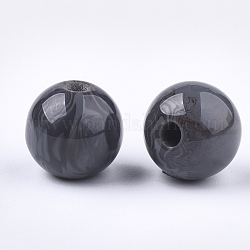 Harz perlen, Nachahmung Edelstein, Runde, dunkelgrau, 12 mm, Bohrung: 2 mm