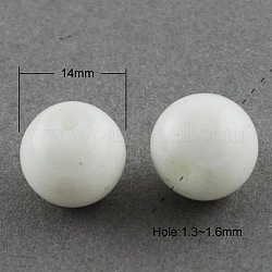Painted Glass Bead Strands, Baking Paint, Round, WhiteSmoke, 14mm, Hole: 1.3~1.6mm, about 57pcs/strand, 31.4 inch
