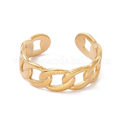 Placcatura ionica (ip) 304 anello polsino aperto a forma di catene barbazzale in acciaio inossidabile, anello cavo per le donne, oro, misura degli stati uniti 8 (18.1mm)