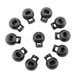 1-Hole Dyed Iron Spring Loaded Eco-Friendly Plastic Round Buckle Cord Toggle Lock Beans Stoppers for Sportwear Luggage Backpack Straps, Survival Bracelet Clasps, Black, 18x15x13mm, Hole: 6x3.5mm