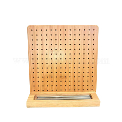 Tablero de bloqueo de crochet de bambú cuadrado, con 15 pasador de posicionamiento de acero, naranja, 20x20 cm