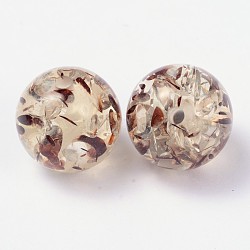 Perles de résine d'ambre d'imitation, verge d'or pale, ronde, environ 16 mm de diamètre, Trou: 3mm