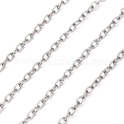 304 Stainless Steel Cable Chains, Soldered, with Spool, Stainless Steel Color, 3x2x0.5mm, about 32.8 Feet(10m)/roll