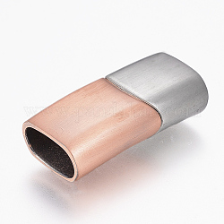 304 Magnetverschluss aus Edelstahl mit Klebeenden, Rechteck, Roségold und Edelstahl Farbe, 29x14x8 mm, Bohrung: 6x12 mm
