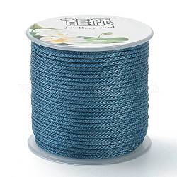 Cordons tressés en polyester, pour la fabrication de bijoux, bleu acier, 1.5mm, environ 21.87 yards (20 m)/rouleau