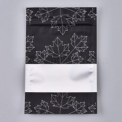 Plastic Zip Lock Bags, Resealable Aluminum Foil Pouch, Food Storage Bags, Rectangle, Maple Leave Pattern, Black, 15.1x10.1cm, Unilateral Thickness: 3.9 Mil(0.1mm)