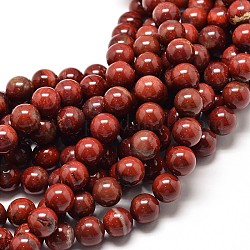 Jaspe rouge naturel brins de perles rondes, 6mm, Trou: 1mm, Environ 66 pcs/chapelet, 16 pouce
