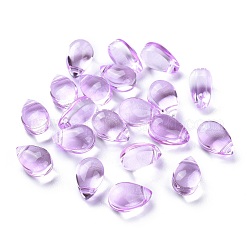 Perles en verre transparentes, perles percées, larme, support violet, 9x6x5mm, Trou: 1mm