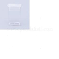 Contenedores de abalorios de plástico, tapa abatible de almacenamiento de cuentas, para caja de almacenamiento de cuentas de semillas, Rectángulo, Claro, 5x2.7x1.2 cm, agujero: 9x10 mm, capacidad: 3ml (0.10fl. oz)