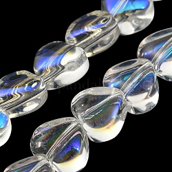 Fili di perle di vetro trasparente placcato colore ab, cuore, chiaro ab, 5.5x6x4mm, Foro: 0.9 mm, circa 110pcs/filo, 23.23 pollice (59 cm)