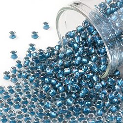 TOHO Round Seed Beads, Japanese Seed Beads, (263) Inside Color AB Crystal/Light Capri, 8/0, 3mm, Hole: 1mm, about 222pcs/10g