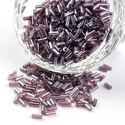 Colori trasparenti perle di perle di bugle placcate con lucentezza rotonda, rosa antico, 2~5x1.8~2mm, Foro: 0.8 mm, circa 12000pcs/450g