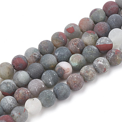 Naturales africanos abalorios bloodstone hebras, perlas de piedra heliotropo, esmerilado, redondo, 10mm, agujero: 1.2 mm, aproximamente 37~40 pcs / cadena, 14.9~15.1 pulgada (38~38.5 cm)