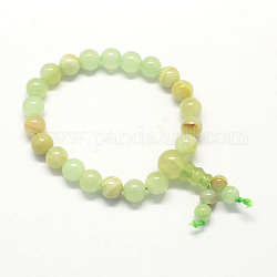 Buddha Meditation gelbe Jade Perlen Stretch-Armbänder, hellgrün, 50 mm, 21 Stk. / Strang