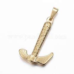 Ion Plating(IP) 304 Stainless Steel Pendants, Hammer, Golden, 34x22x4mm, Hole: 4x7mm