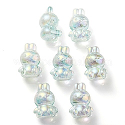 Placage uv perles à bulles acryliques transparentes irisées arc-en-ciel, lapin, aigue-marine, 18x12x10mm, Trou: 2mm