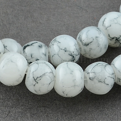 Spray Painted Glass Bead Strands, Round, WhiteSmoke, 10mm, Hole: 1.3~1.6mm, about 80pcs/strand, 31.4inch