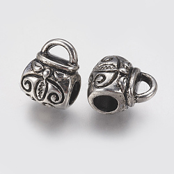 Ion Plating(IP) 304 Stainless Steel European Beads, Large Hole Beads, Bag, Antique Silver, 13x10x9mm, Hole: 4.5mm