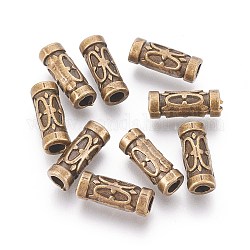 Estilo tibetano cuentas tubo de aleación, sin plomo y cadmio, Bronce antiguo, 13x5mm, agujero: 2.5 mm