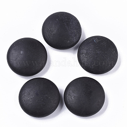 Abalorios naturales de piedra negra, sin agujero / sin perforar, plano y redondo, 45x18mm