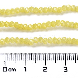 Brins de perles de verre imitation jade peints au four, facettes rondelle, jaune, 3x2mm, Trou: 0.8mm, Environ 158 pcs/chapelet, 14.76'' (37.5 cm)