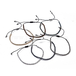 Nylonfaden geflochtene Perlen Armbänder, mit Glasperlen und 304 Edelstahlperlen, Mischfarbe, 1-5/8 Zoll ~ 2-3/4 Zoll (3.9~7 cm)