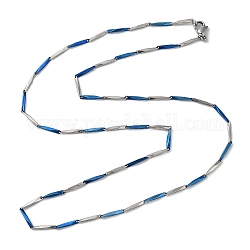201 Edelstahl-Stabgliederkette für Männer und Frauen, blau und Edelstahl Farbe, 21.93 Zoll (55.7 cm)