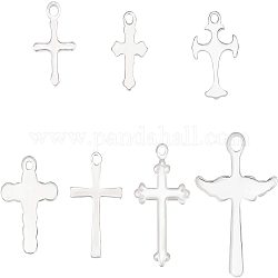 UNICRAFTALE 70pcs 7 Styles Cross Charms Ankh Cross Pendants Stainless Steel Charm Small Hole Metal Charm Pendants for Women Wen Jewelry Making Crafting, about 9-20mm Long, Stainless Steel Color