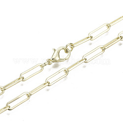 Büroklammerketten aus Messing, gezeichnete längliche Kabelketten Halskette machen, mit Karabiner verschlüsse, Licht Gold, 23.62 Zoll (60 cm) lang, Link: 3.7x12 mm, Sprungring: 5x1 mm