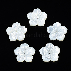 Perlas de concha de nácar de concha blanca natural, flor, 19.5x20x3.5~4mm, agujero: 1 mm