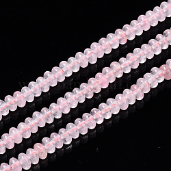 Natürlichen Rosenquarz Perlen Stränge, gefärbt, Rondell, 4~5x2 mm, Bohrung: 0.8 mm, ca. 150 Stk. / Strang, 14.96'' (38 cm)