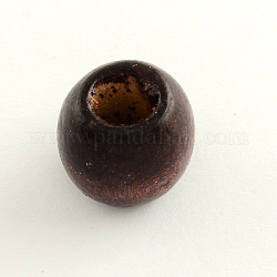 Perles en bois naturel teint, baril, sans plomb, brun, 16x16~17mm, Trou: 8mm