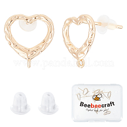 Beebeecraft 1 boîte de 16 pièces de boucles d'oreilles à tige en forme de cœur plaqué or 18 carats avec boucle et 925 épingles en argent sterling pour la fête des mères, la Saint-Valentin, l'anniversaire, la fabrication de boucles d'oreilles à faire soi-même