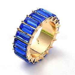 Anillo de dedo de pedrería brillante alrededor, anillo de dedo plano para mujer, la luz de oro, zafiro, nosotros tamaño 7 3/4 (17.9 mm)