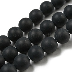 Grade A Natural Black Agate Beads Strands, Dyed, Frosted, Round, 12mm, Hole: 1.5mm, about 33pcs/strand, 15 inch