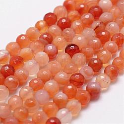 Natural Carnelian Beads Strands, Faceted, Round, 4mm, Hole: 0.8mm, about 96pcs/strand, 14.9 inch~15.1 inch