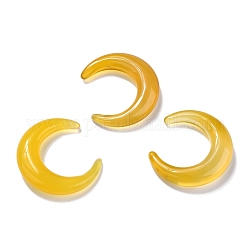 Perles d'agate jaune naturelle, sans trou, pour création de fil enroulé pendentif , double corne / croissant de lune, teints et chauffée, 31x28x6.5mm